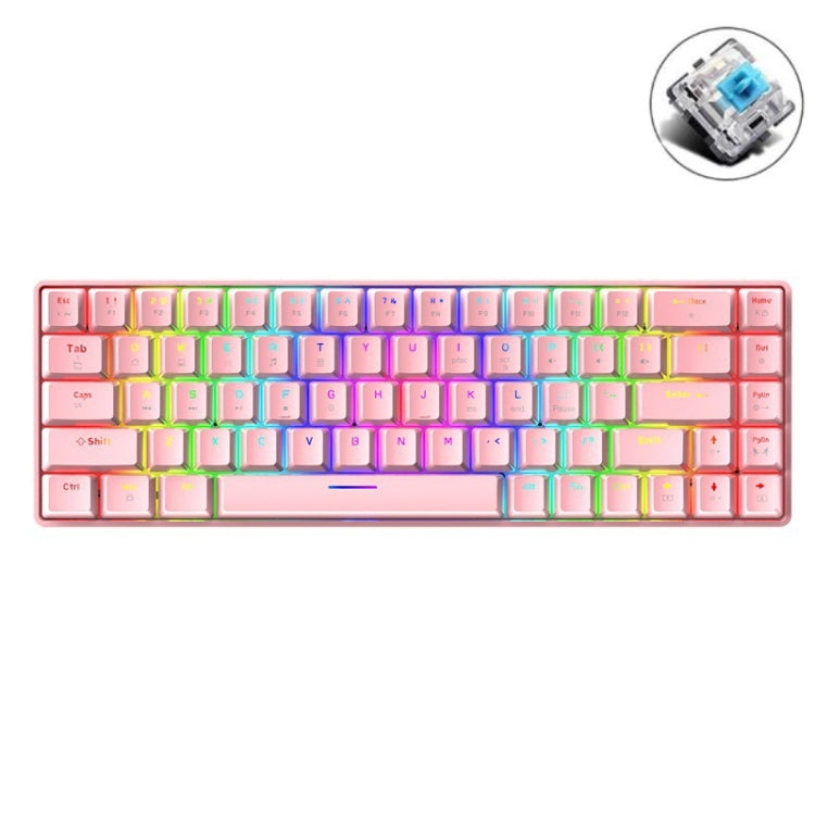T8 68 Keys Mechanical Gaming Keyboard RGB Backlit Wired Keyboard, Cable Length:1.6m