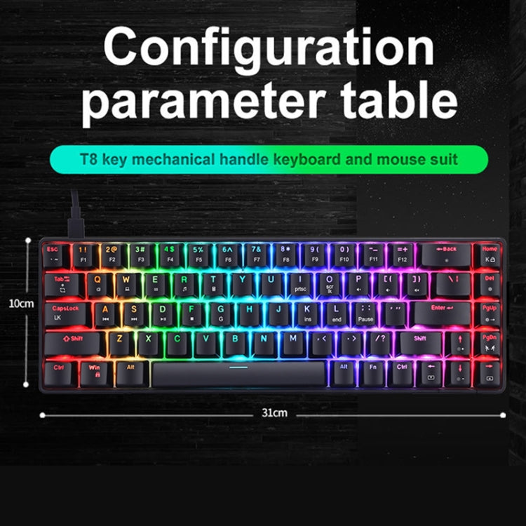 T8 68 Keys Mechanical Gaming Keyboard RGB Backlit Wired Keyboard, Cable Length:1.6m