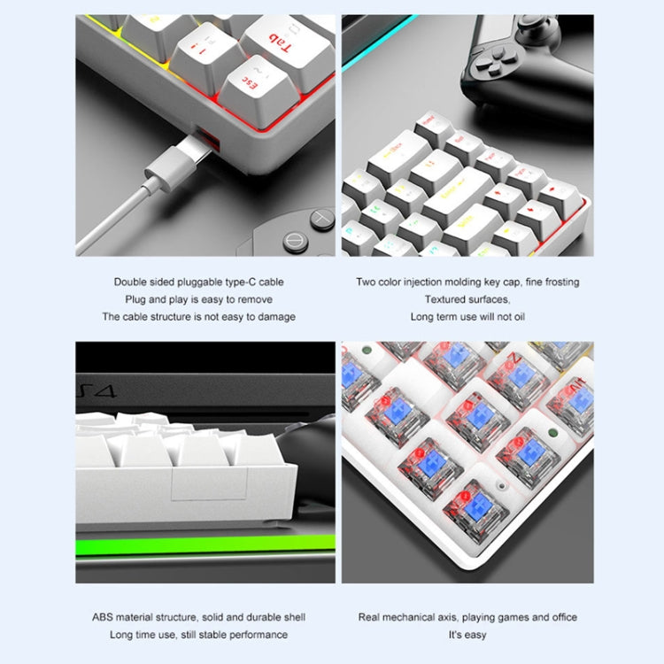 T8 68 Keys Mechanical Gaming Keyboard RGB Backlit Wired Keyboard, Cable Length:1.6m