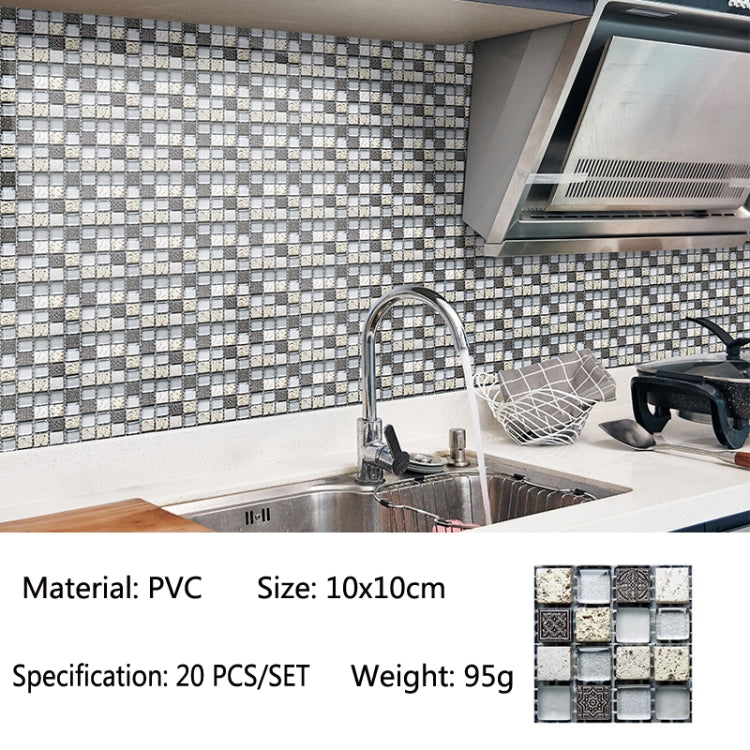 20 PCS / Set 3D Wall Stickers Bathroom Kitchen Waterproof And Oil-Proof Self-Adhesive Wallpaper Tile Stickers