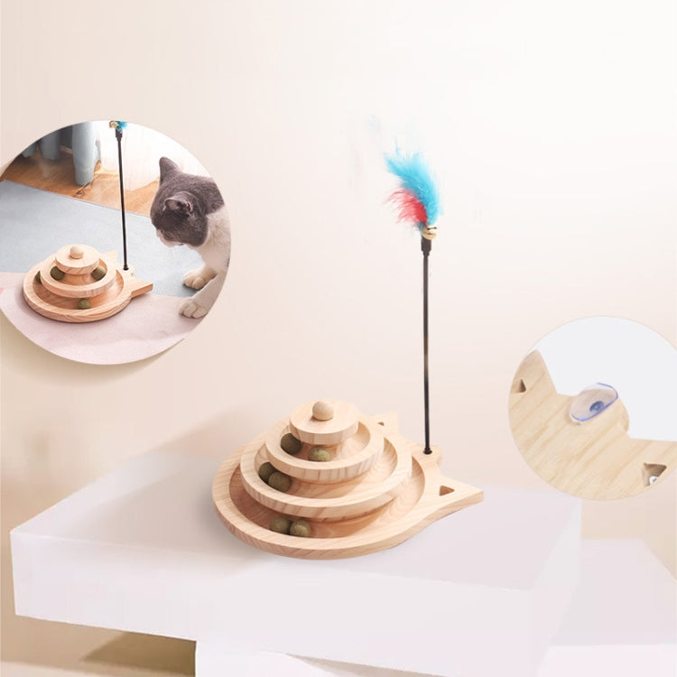 MZP01 Solid Wood Turntable Cat Toys Durable Funny Cat Stick Scratcher, Specification: Three-layer Large