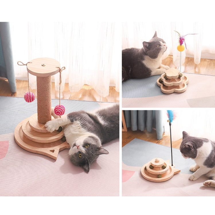MZP01 Solid Wood Turntable Cat Toys Durable Funny Cat Stick Scratcher, Specification: Three-layer Large