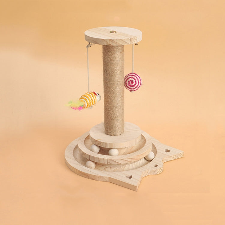 MZP01 Solid Wood Turntable Cat Toys Durable Funny Cat Stick Scratcher, Specification: Two-layer Scratching Post