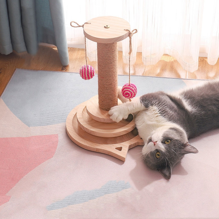 MZP01 Solid Wood Turntable Cat Toys Durable Funny Cat Stick Scratcher, Specification: Mint Balls Pillar Turntable