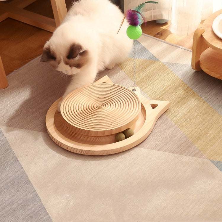 MZP01 Solid Wood Turntable Cat Toys Durable Funny Cat Stick Scratcher, Specification: Mint Balls Large Cat Scratcher