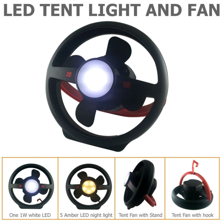 Outdoor Tent USB Hook Light LED Camping Fan Light(Black)