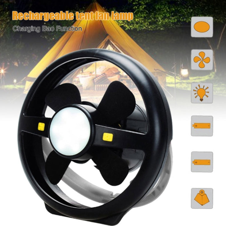 Outdoor Tent USB Hook Light LED Camping Fan Light(Black)