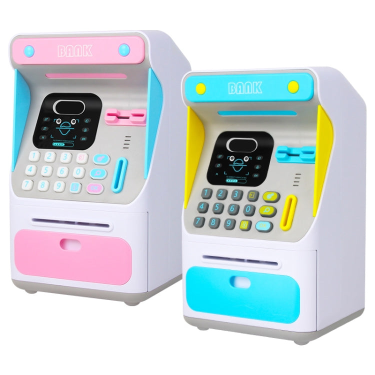 8010 Simulated Face Recognition ATM Machine Piggy Bank Password Automatic Rolling Money Safe Piggy Bank,Style: Rechargeable Version Pink