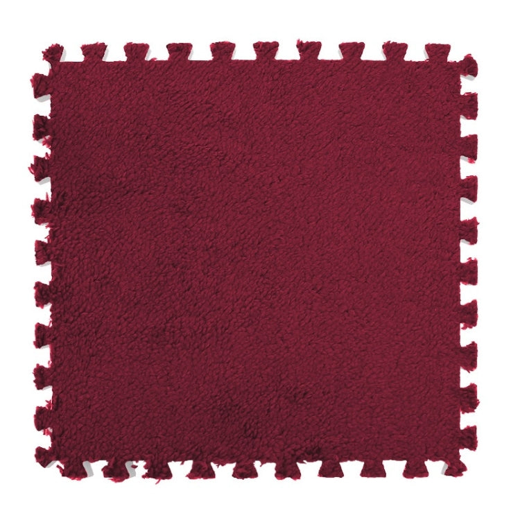 10 PCS Bedroom Rectangular Stitching Plush Carpet Home Living Room Tatami Foam Crawling Mat, Colour: Red Wine(30x30cm)