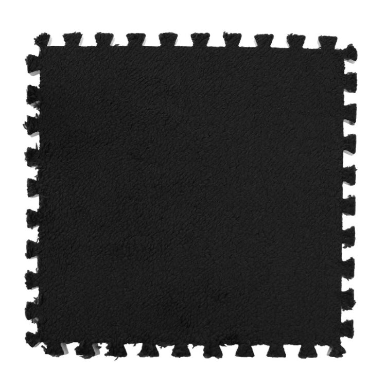10 PCS Bedroom Rectangular Stitching Plush Carpet Home Living Room Tatami Foam Crawling Mat, Colour: Black(30x30cm)