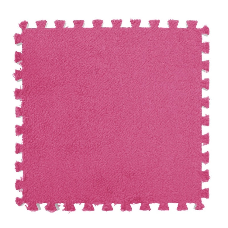10 PCS Bedroom Rectangular Stitching Plush Carpet Home Living Room Tatami Foam Crawling Mat, Colour: Rose Red(30x30cm)