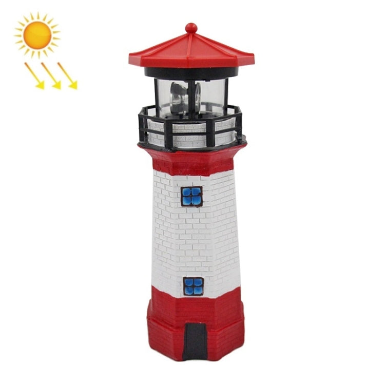 Outdoor Garden Decoration Solar Lighthouse Resin LED Revolving Light