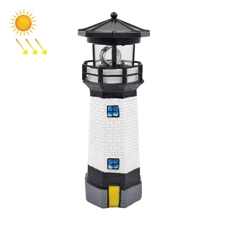 Outdoor Garden Decoration Solar Lighthouse Resin LED Revolving Light