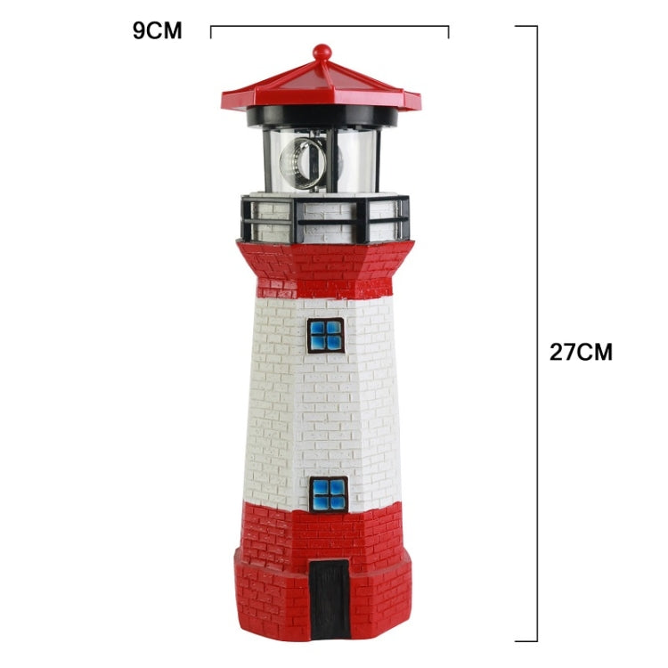 Outdoor Garden Decoration Solar Lighthouse Resin LED Revolving Light