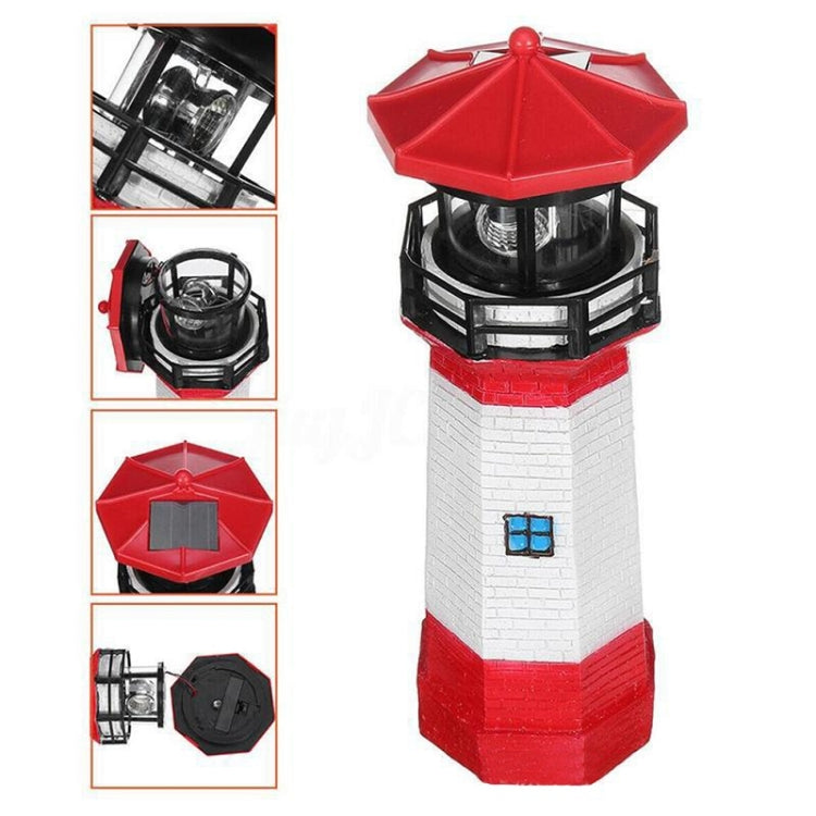 Outdoor Garden Decoration Solar Lighthouse Resin LED Revolving Light