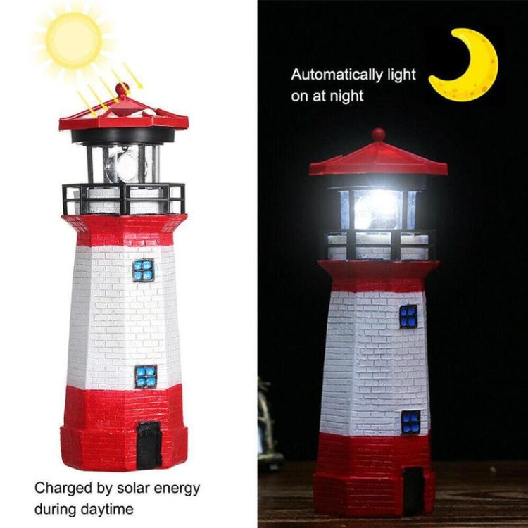 Outdoor Garden Decoration Solar Lighthouse Resin LED Revolving Light