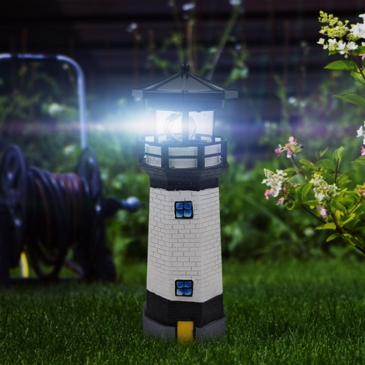 Outdoor Garden Decoration Solar Lighthouse Resin LED Revolving Light