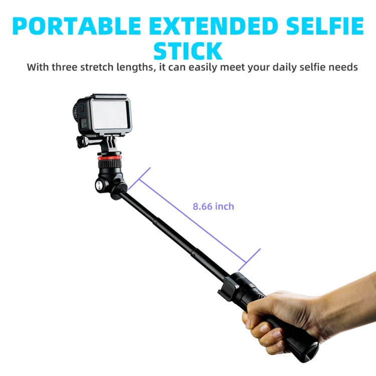 RCSTQ Action Camera Extension Pole Tripod Selfie Stick for GoPro Hero11 Black / HERO10 Black / HERO9 Black /HERO8 / HERO7 /6 /5 /5 Session /4 Session /4 /3+ /3 /2 /1, Insta360 ONE R, DJI Osmo Action and Other Action Cameras(Black)