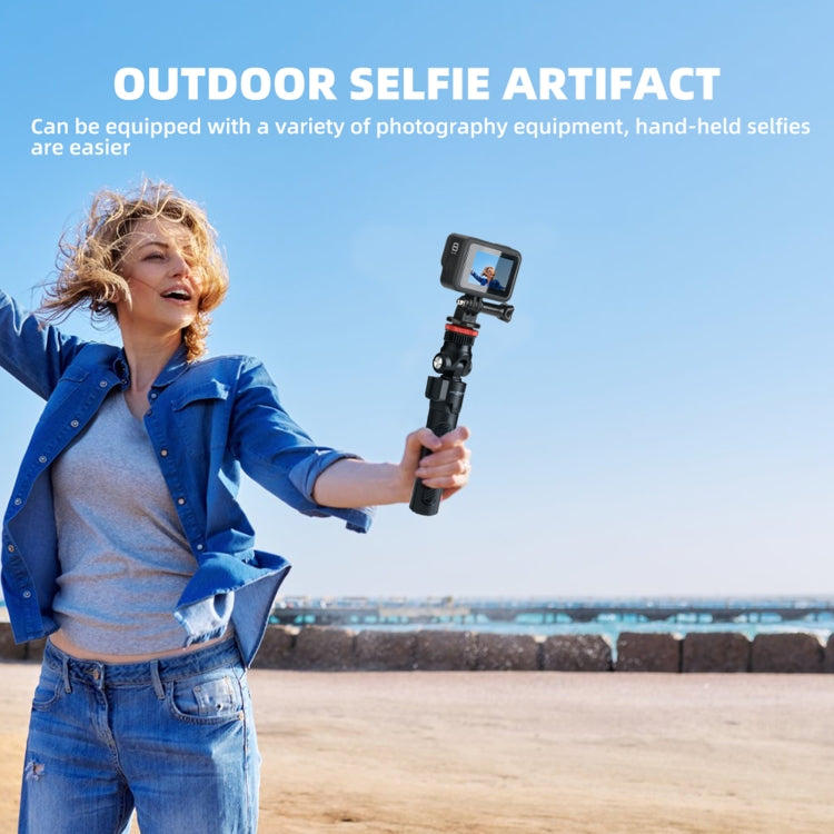 RCSTQ Action Camera Extension Pole Tripod Selfie Stick for GoPro Hero11 Black / HERO10 Black / HERO9 Black /HERO8 / HERO7 /6 /5 /5 Session /4 Session /4 /3+ /3 /2 /1, Insta360 ONE R, DJI Osmo Action and Other Action Cameras(Black)