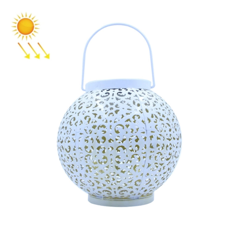 Outdoor Garden Decoration LED Solar Wrought Iron Hollow Ball Shape Portable Lamp