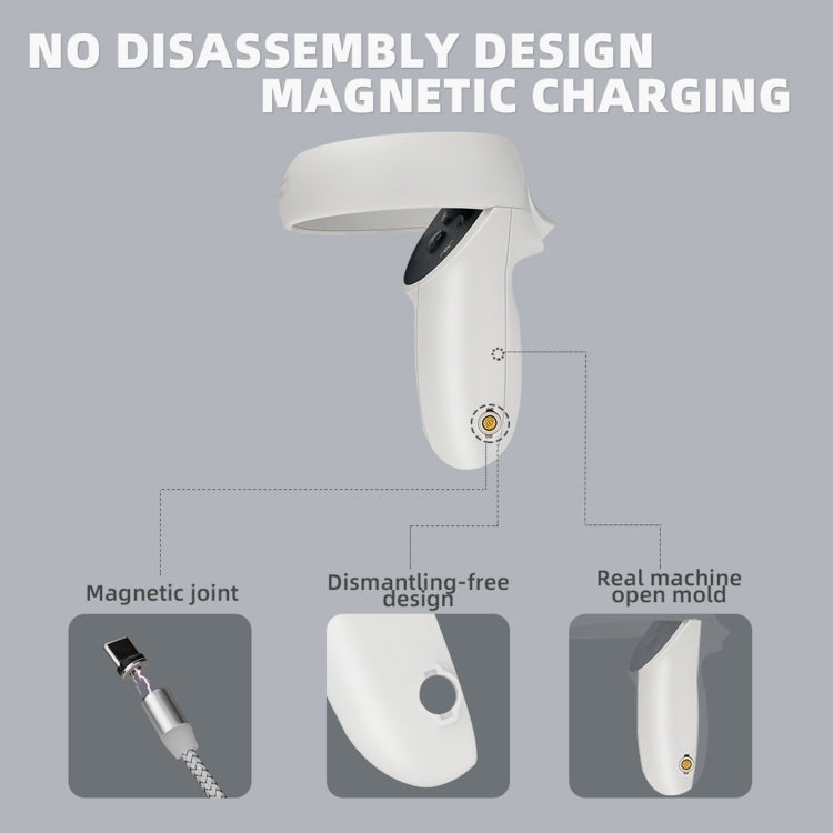 Hibloks VR Glasses And Handle Free Of Dismantling Magnetic Charging Base For Oculus Quest 2(White)