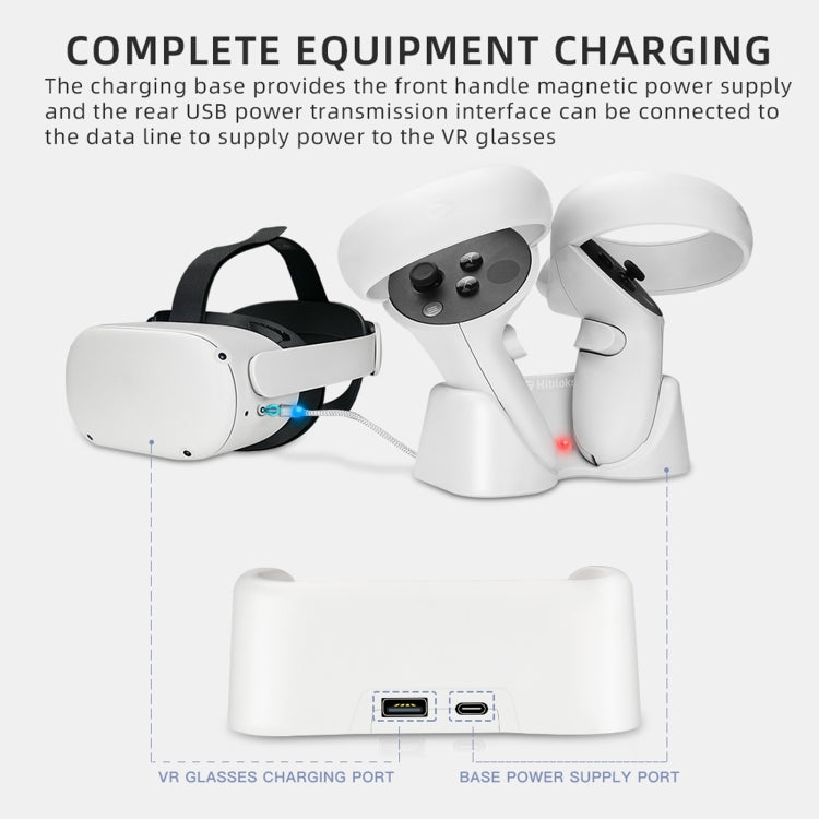 Hibloks VR Glasses And Handle Free Of Dismantling Magnetic Charging Base For Oculus Quest 2(White)