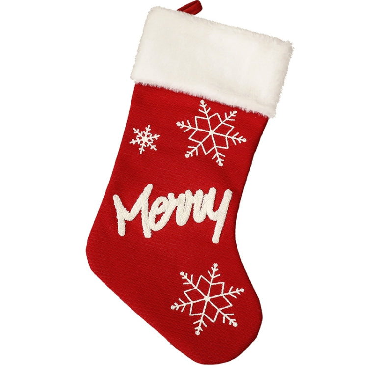 XD22154 Christmas Party Arrangement Plush Socks Snowflake English Socks Gift Bag