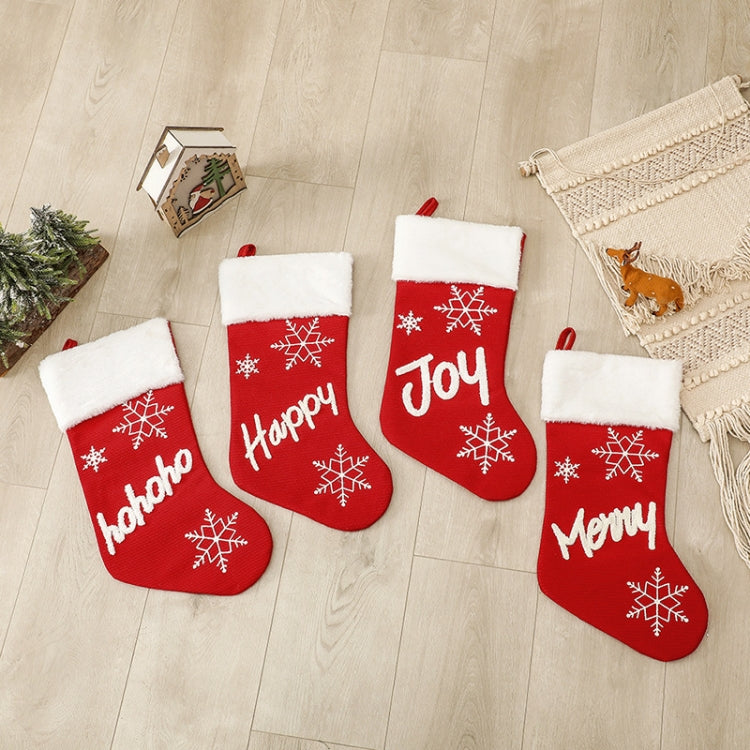 XD22154 Christmas Party Arrangement Plush Socks Snowflake English Socks Gift Bag
