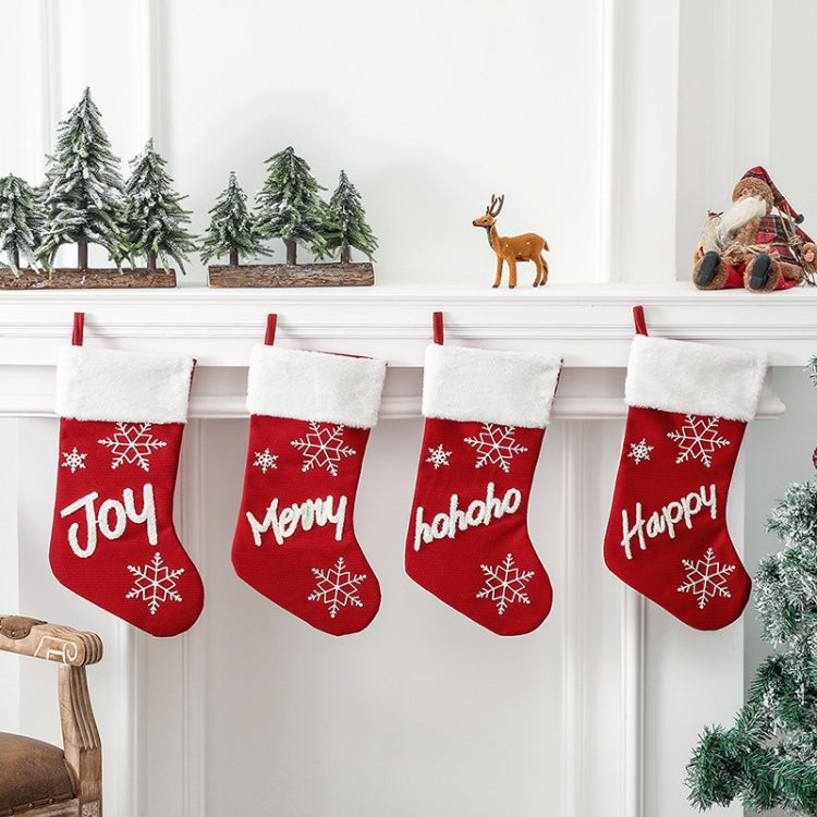 XD22154 Christmas Party Arrangement Plush Socks Snowflake English Socks Gift Bag