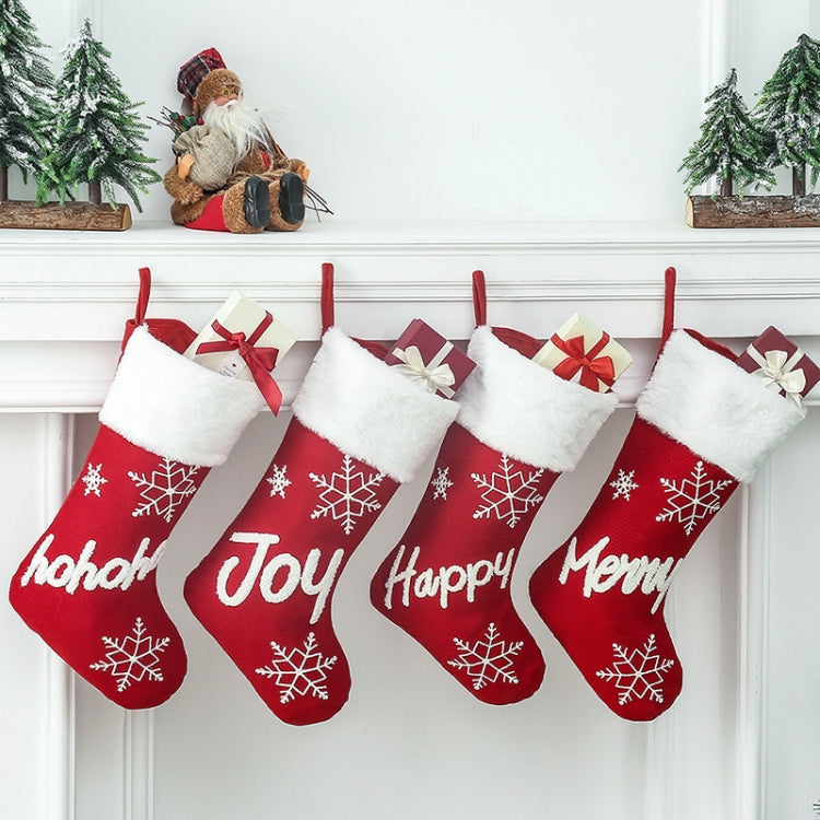 XD22154 Christmas Party Arrangement Plush Socks Snowflake English Socks Gift Bag