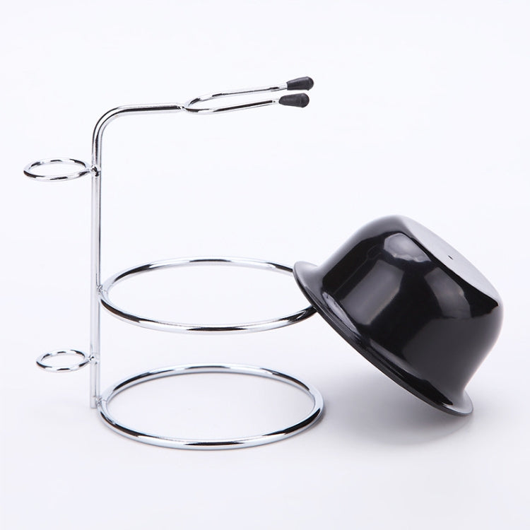 Men Facial Cleansing Shaving Brush Alloy Dish Rack Set(Shelf + Bowl)