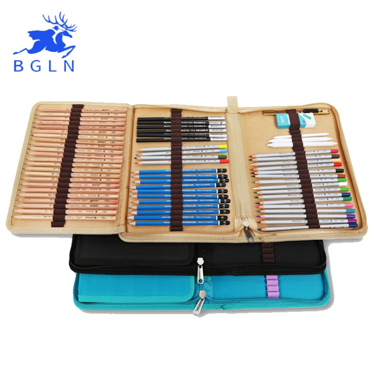 Canvas Sketch Painting Pouch Bag School Pencils Case Folded Brush Case with Zipper Pocket(Black)