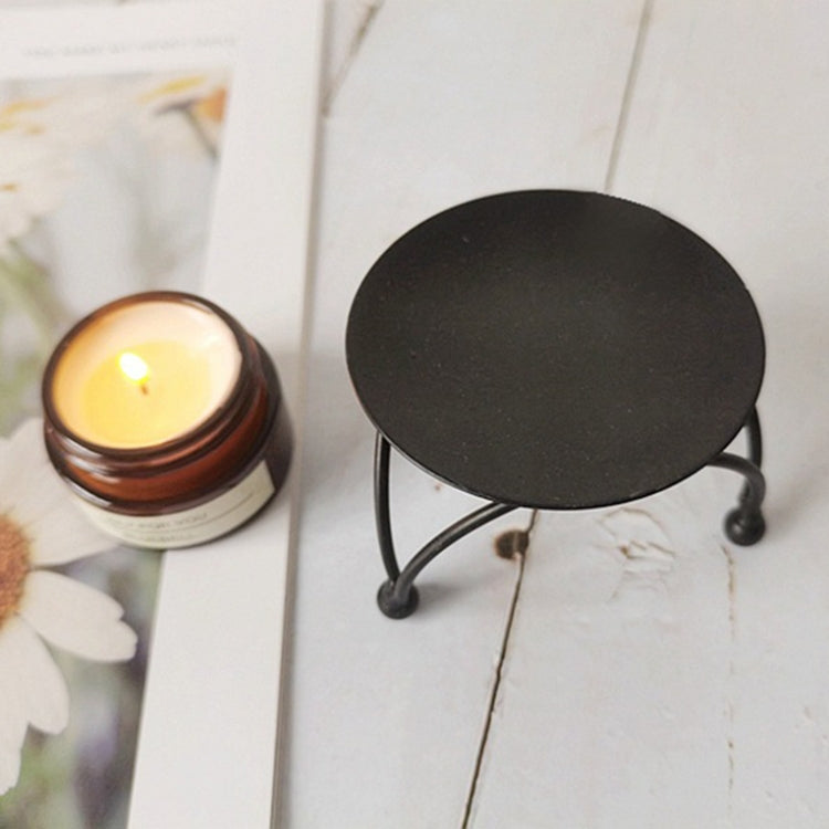 Geometric Three-Dimensional Round Wrought Iron Candle Holder Desktop Ornaments, Color: