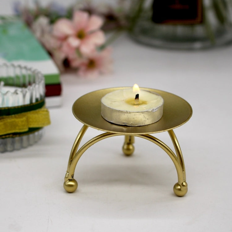 Geometric Three-Dimensional Round Wrought Iron Candle Holder Desktop Ornaments, Color: