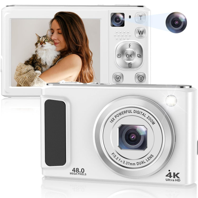 DC308 2.8-Inch 4K HD Front And Rear Dual-Camera 16X Zoom Digital Camera US Plug