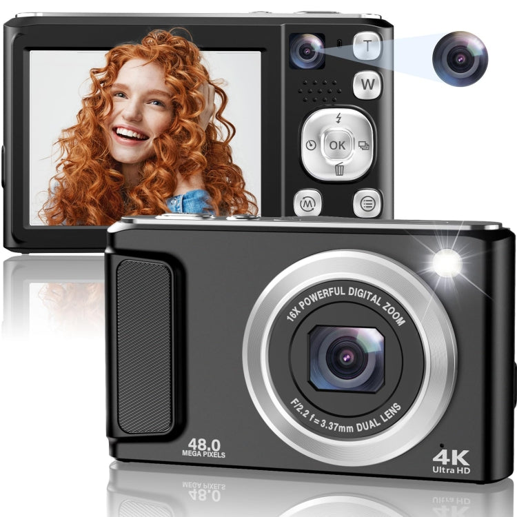 DC308 2.8-Inch 4K HD Front And Rear Dual-Camera 16X Zoom Digital Camera US Plug