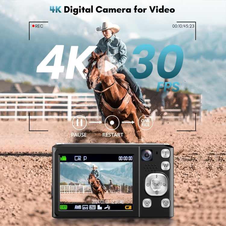 DC308 2.8-Inch 4K HD Front And Rear Dual-Camera 16X Zoom Digital Camera UK Plug
