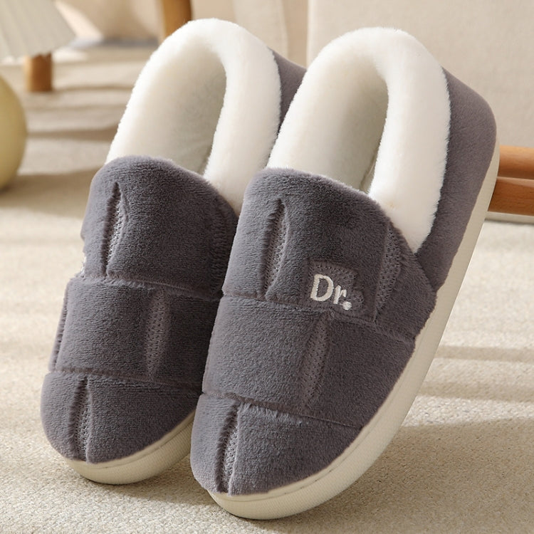 Autumn and Winter Plaid Thickened Warm Cotton Slippers Non-slip Home Cotton Shoes, Size:42-43