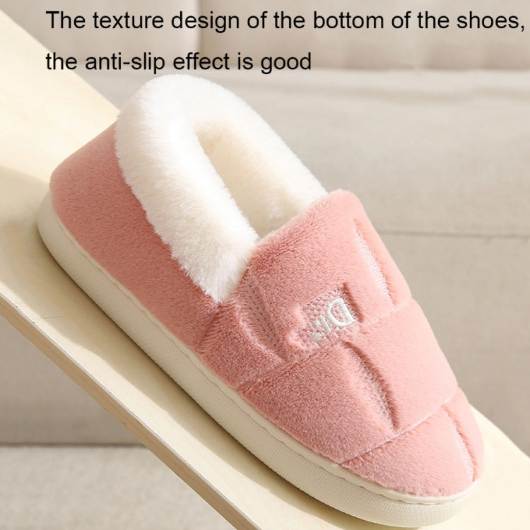 Autumn and Winter Plaid Thickened Warm Cotton Slippers Non-slip Home Cotton Shoes, Size:42-43