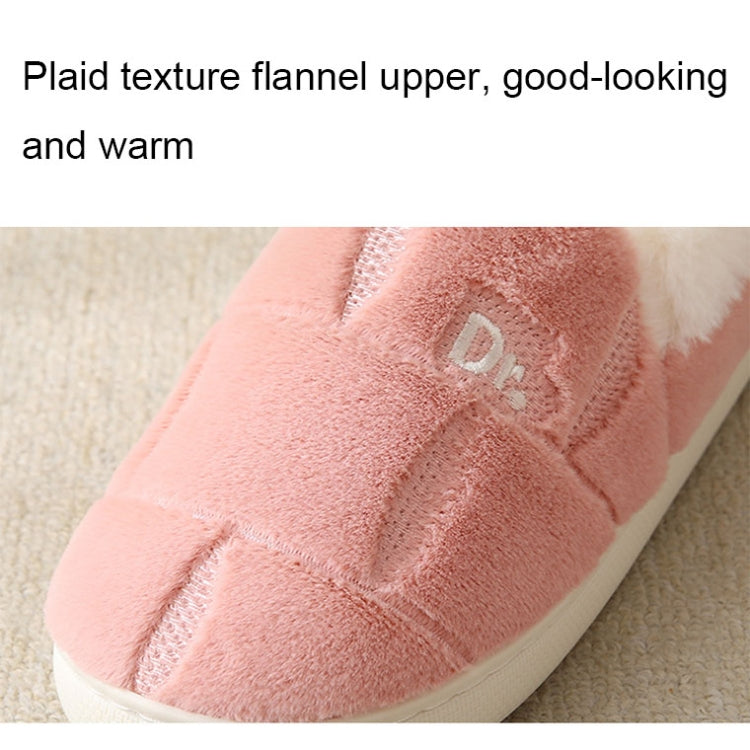 Autumn and Winter Plaid Thickened Warm Cotton Slippers Non-slip Home Cotton Shoes, Size:42-43