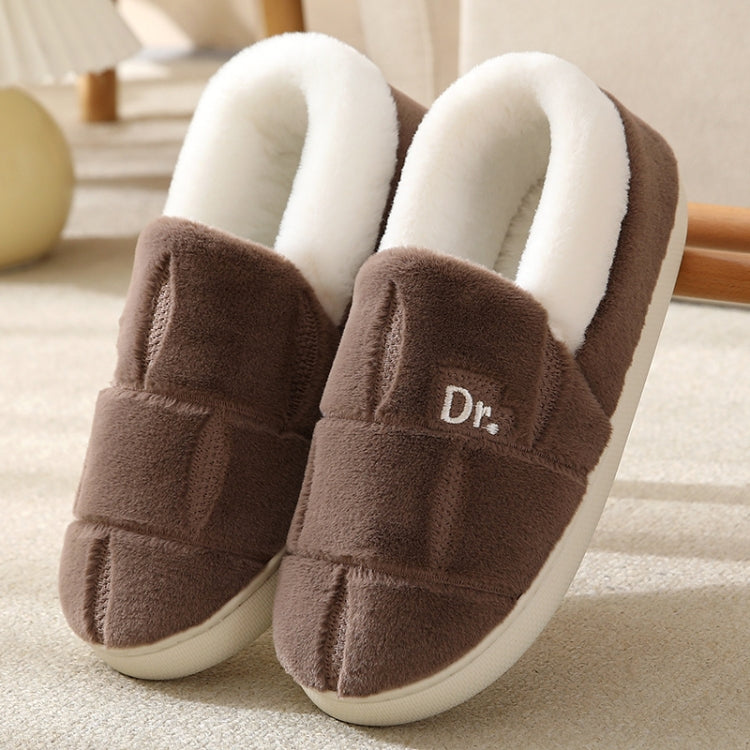 Autumn and Winter Plaid Thickened Warm Cotton Slippers Non-slip Home Cotton Shoes, Size:44-45