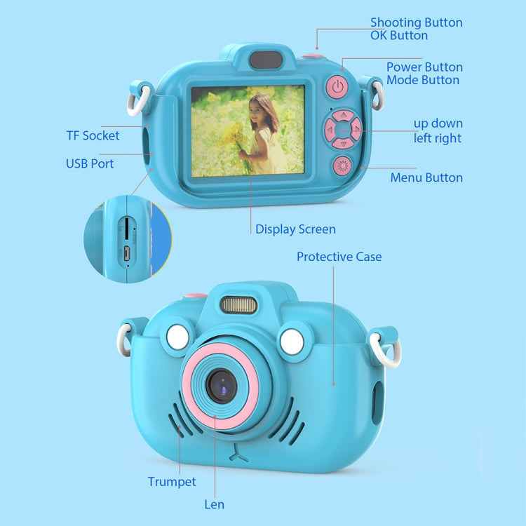 DC502 2.4-Inch 16X Zoom 2.7K Video Recording Children Digital Camera, Color: Blue No Card