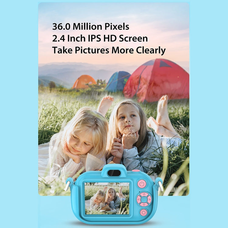 DC502 2.4-Inch 16X Zoom 2.7K Video Recording Children Digital Camera, Color: Blue + 32G