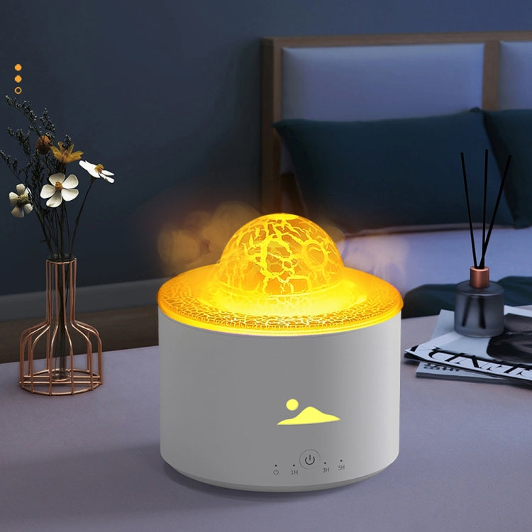 HX-130 Colorful Night Light Planet Desktop Flame Aromatherapy Humidifier, Spec: US Plug - White