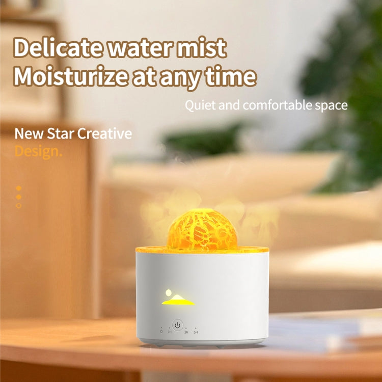 HX-130 Colorful Night Light Planet Desktop Flame Aromatherapy Humidifier, Spec: UK Plug - White