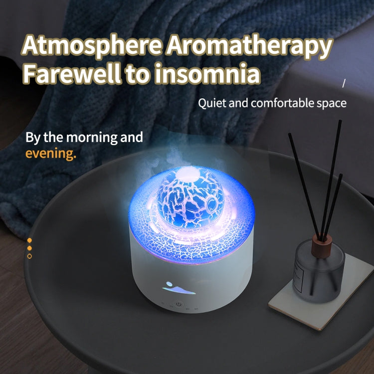 HX-130 Colorful Night Light Planet Desktop Flame Aromatherapy Humidifier, Spec: UK Plug - White