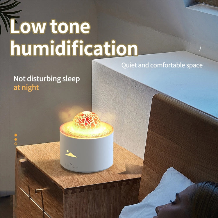 HX-130 Colorful Night Light Planet Desktop Flame Aromatherapy Humidifier, Spec: UK Plug - White