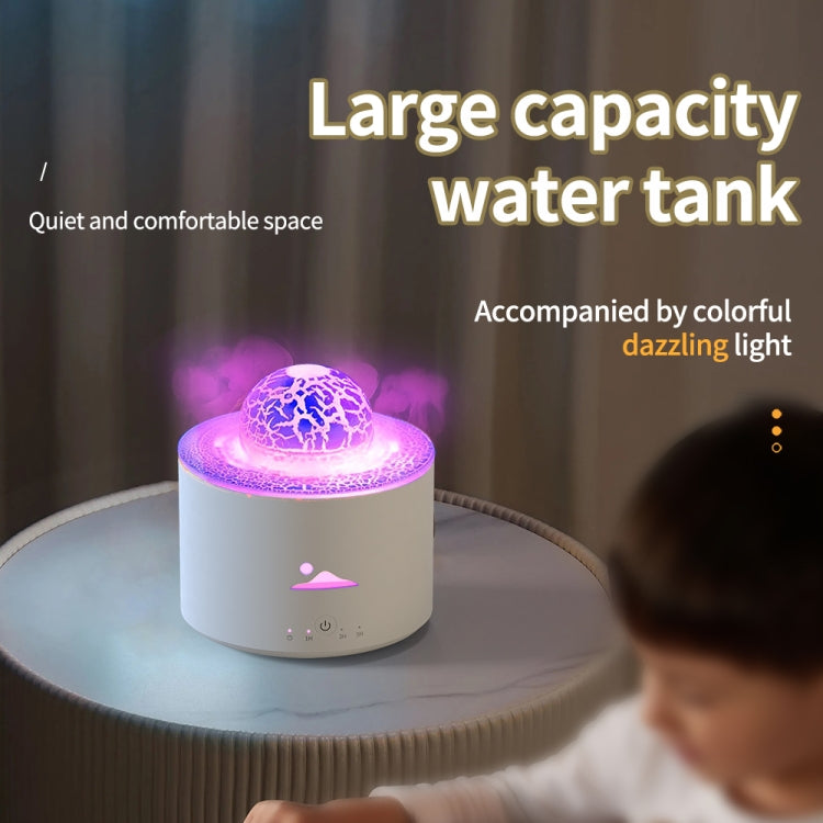 HX-130 Colorful Night Light Planet Desktop Flame Aromatherapy Humidifier, Spec: UK Plug - White