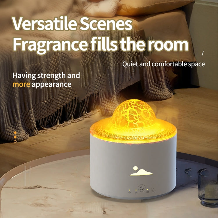 HX-130 Colorful Night Light Planet Desktop Flame Aromatherapy Humidifier, Spec: UK Plug - White