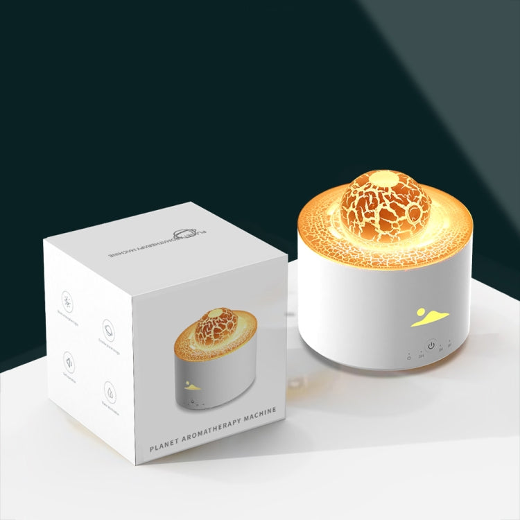 HX-130 Colorful Night Light Planet Desktop Flame Aromatherapy Humidifier, Spec: UK Plug - White